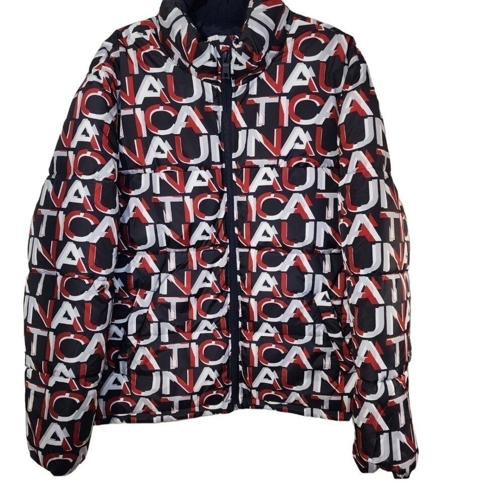 Nautica Tempasphere Logo Print Hooded Bomber Jacket Men's XL Streetwear NWT